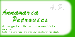 annamaria petrovics business card